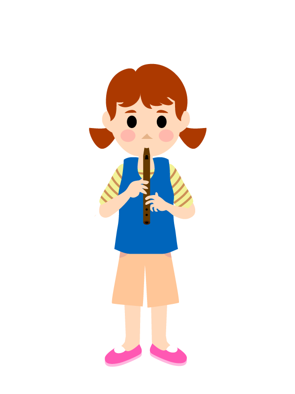 縦笛を吹く女の子のイラスト