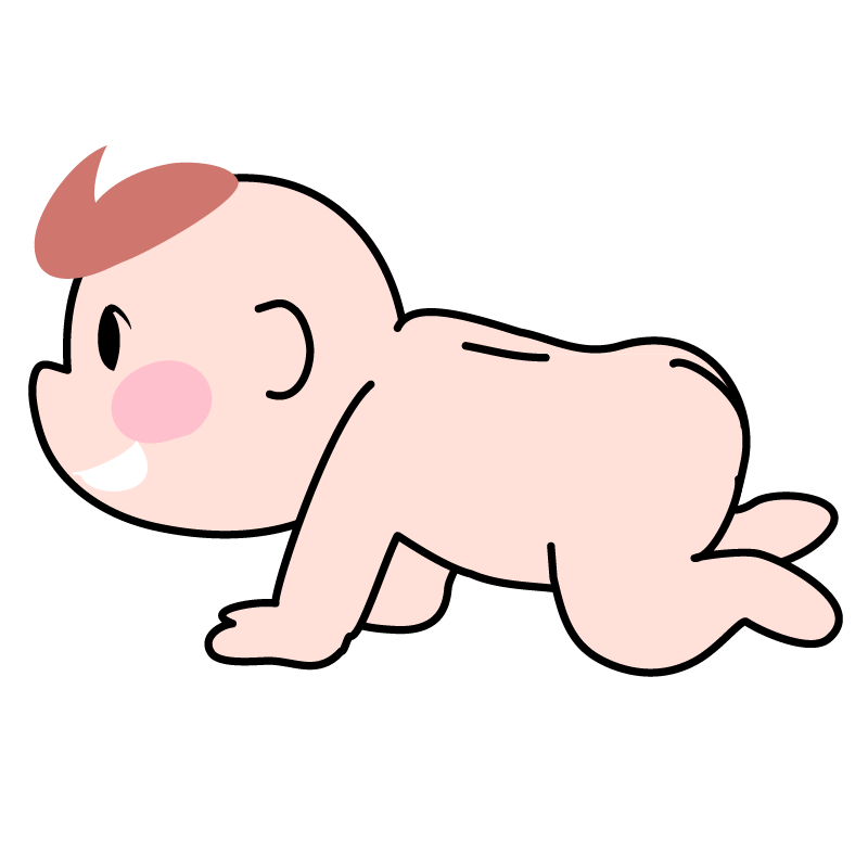 裸でハイハイをする赤ちゃんのイラスト