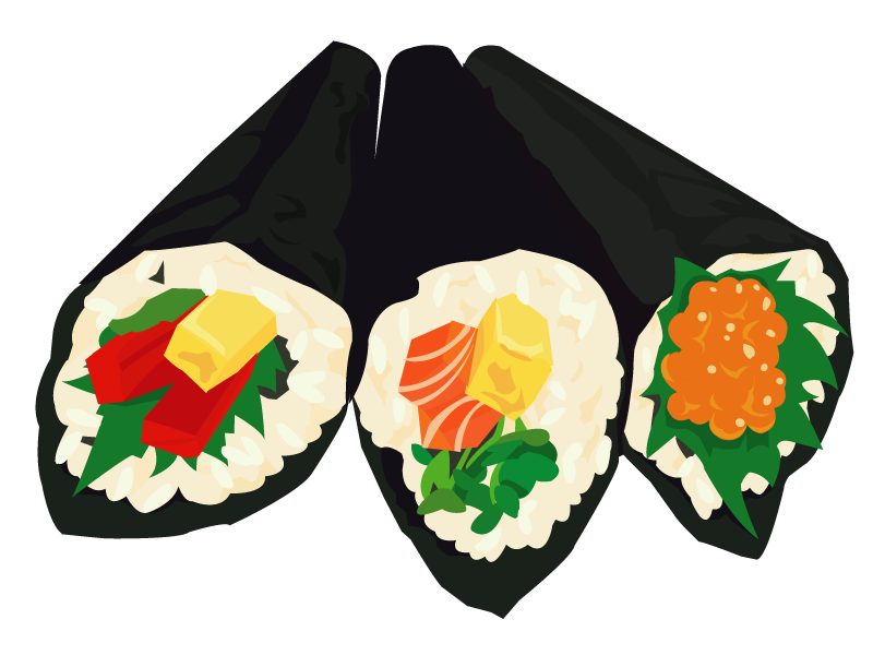 手巻き寿司のイラスト