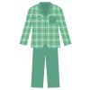 緑色チェック柄のパジャマのイラスト