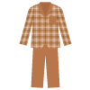 茶色チェック柄のパジャマのイラスト