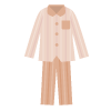 茶色ストライプのパジャマのイラスト（女性用）