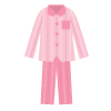 ピンク色ストライプのパジャマのイラスト（女性用）