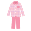 ピンク色チェックのパジャマのイラスト（女性用）