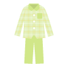 黄緑色チェックのパジャマのイラスト（女性用）