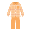 オレンジ色チェックのパジャマのイラスト（女性用）