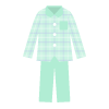 水色チェックのパジャマのイラスト（女性用）