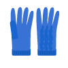 ケーブルニットの青い手袋のイラスト