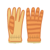 フリース素材のオレンジ色の手袋のイラスト