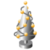 シルバーのオブジェ風クリスマスツリーjのイラスト