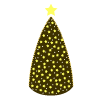 黄色くライトアップされたクリスマスツリーのイラスト