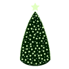 グリーンにライトアップされたクリスマスツリーのイラスト