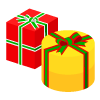 赤と黄色の箱のクリスマスプレゼント