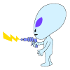 レーザー光線で攻撃するグレイと呼ばれる宇宙人のイラスト