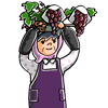 葡萄を摘む農家の人のイラスト