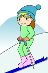スキー遊びをする女性のイラスト