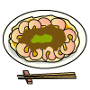 岡山のお好み焼きエビオコのイラスト