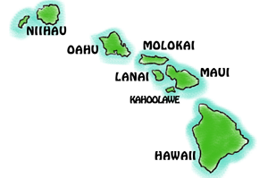 ハワイのイラスト ハワイの名物や観光地のイラスト